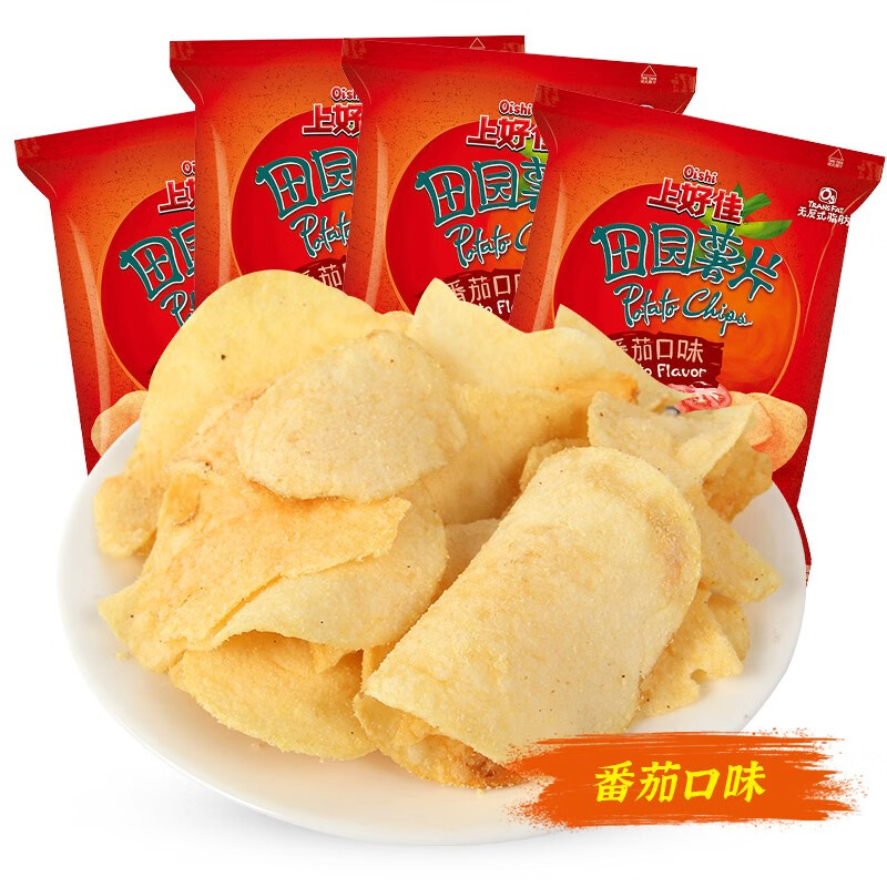 上好佳 田园薯片小包12g*28包 红烧牛肉烤肉甜辣混合口味休闲膨化美食