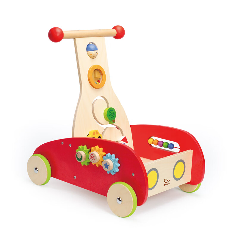 Hape手推车玩具 木质音乐学步车男女小孩宝宝1-3岁婴幼儿童礼物 E0370 新奇学步车