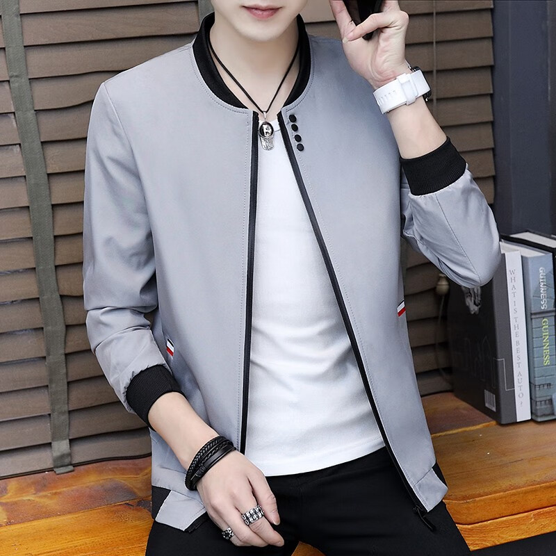 高中12-14男大学15-18棒球服上衣19-22 扣子/灰色(款式品质双重升级)