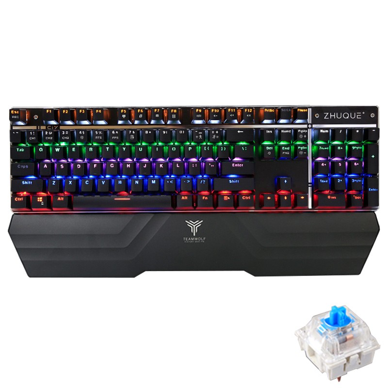 狼派（teamwolf）X08惩戒隐忍机械键盘 RGB彩光（金属RGB LOL永劫无间键盘) X08朱雀RGB机械青轴单键盘