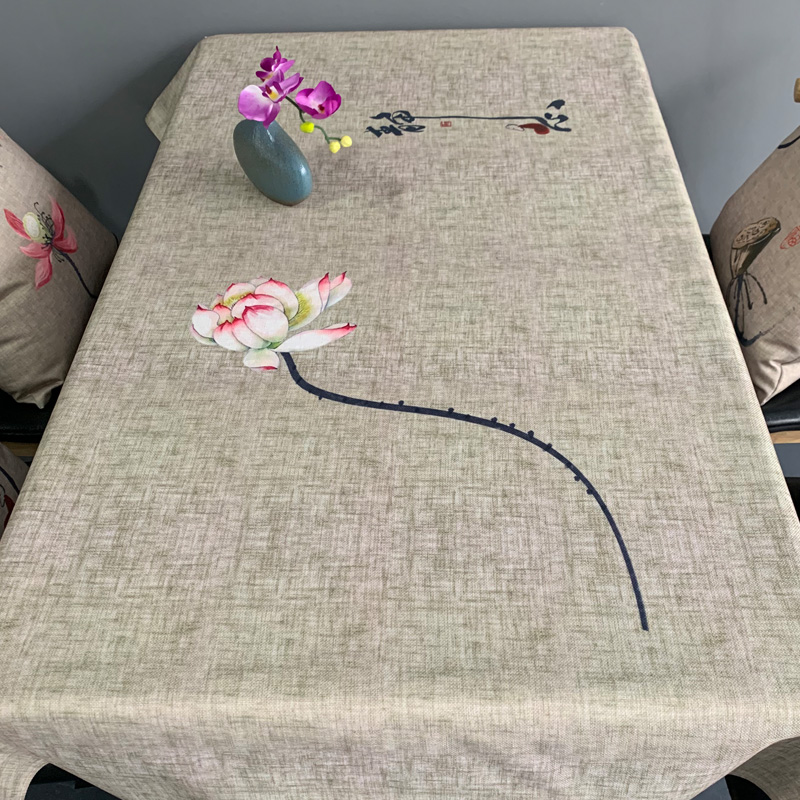 绯晚定制麻布中式桌布禅意中国风布艺餐桌长方形茶几桌盖布茶席圆桌布