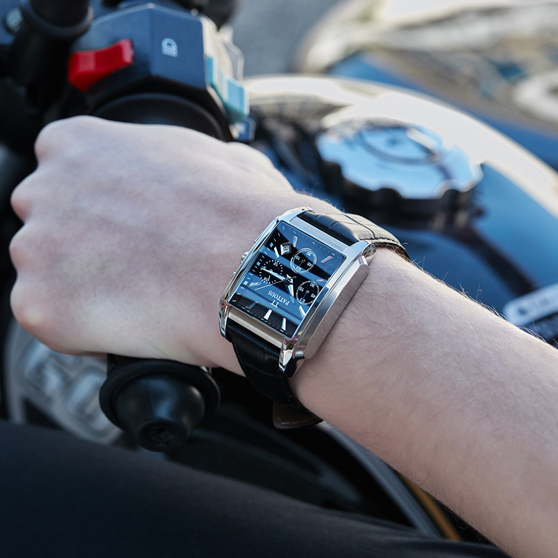 【多功能个性方表】百陀士(pattous)男士手表方形皮带时尚休闲运动