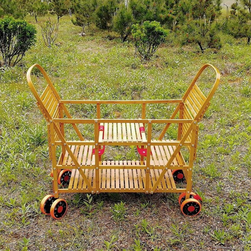 vieruodis双胞胎婴儿推车竹编二胎大小宝儿童竹车可坐可躺可站楠竹车