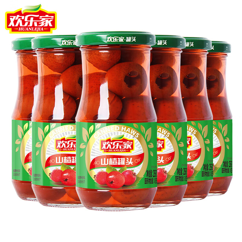 欢乐家新鲜山楂罐头256g*6瓶 糖水水果罐头瓶装  休闲零食方便食品