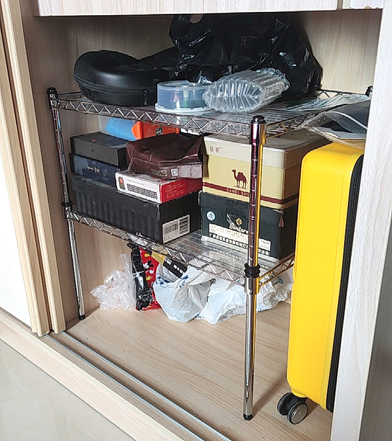 货架家用两层置物架橱柜衣柜分层隔层储物架铁架子厨房2层调料架 高60