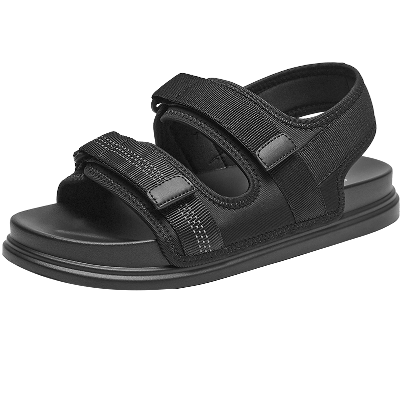 热风凉鞋2023年夏季新款男鞋魔术贴透气沙滩鞋休闲运动凉鞋 01黑色（H60M3612） 43正码