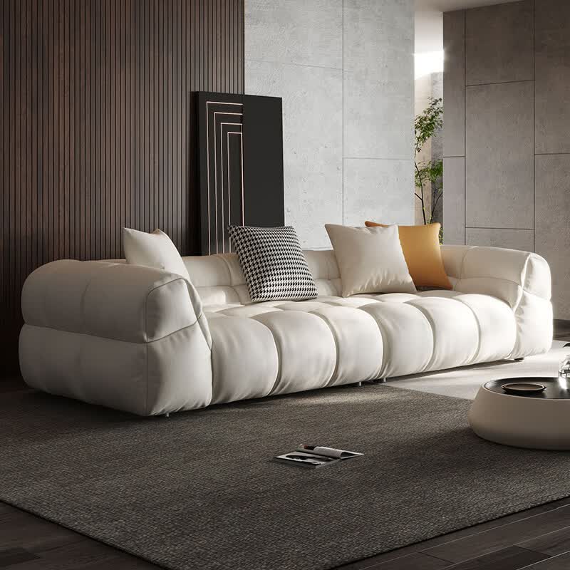 小米石沙发真皮小户型真皮沙发牛皮客厅排简约现代泡芙棉花糖小户型