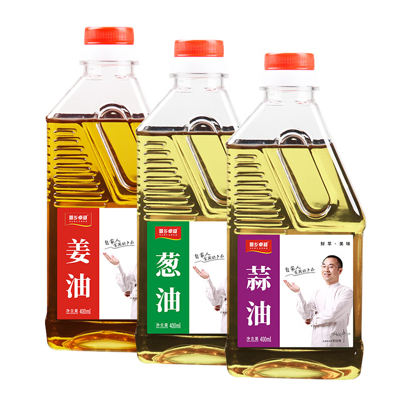 大蒜油香蔥油姜油涼拌菜專用油拌面調(diào)味料家用商用蔥頭油食用油料 蔥油400ml+蒜油400ml+姜油400ml