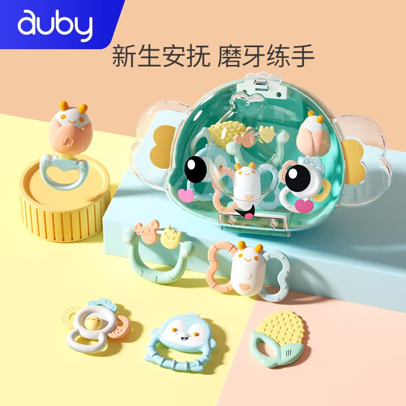 澳贝（auby）婴儿玩具手摇铃牙胶6pcs新生儿礼盒婴幼儿童安抚早教抓握训练用品使用感如何?