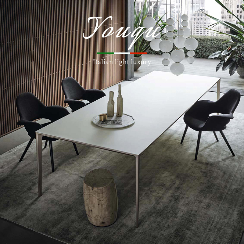 由曲(youqu)意大利进口拉米娜岩板餐桌椅定制长方形家用意式极简约德