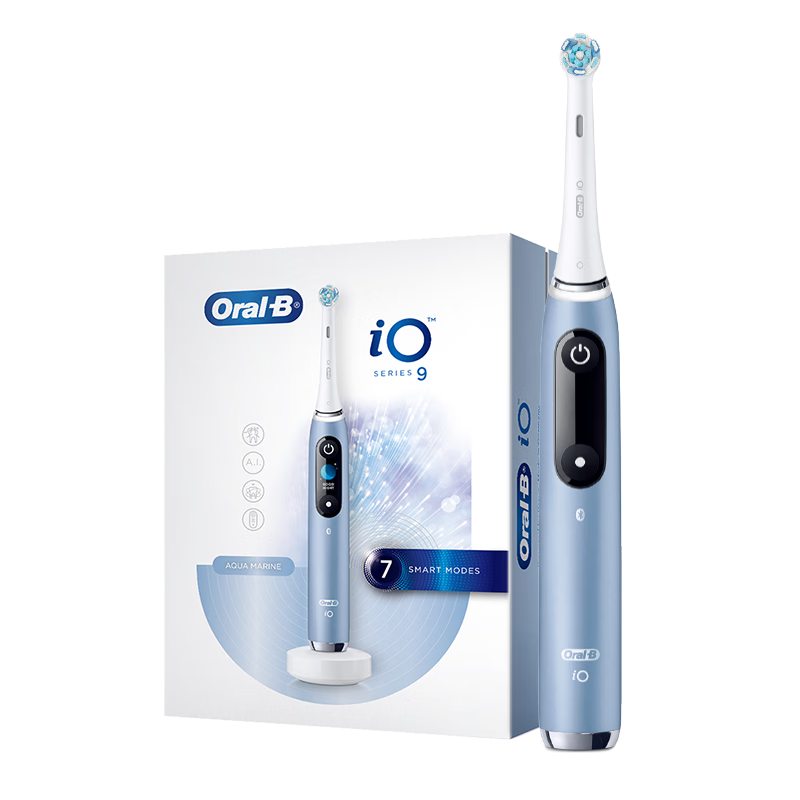 欧乐B电动牙刷 小圆头牙刷情侣礼物iO9云感刷版 微震科技非声波充电式(蓝色)100033560409
