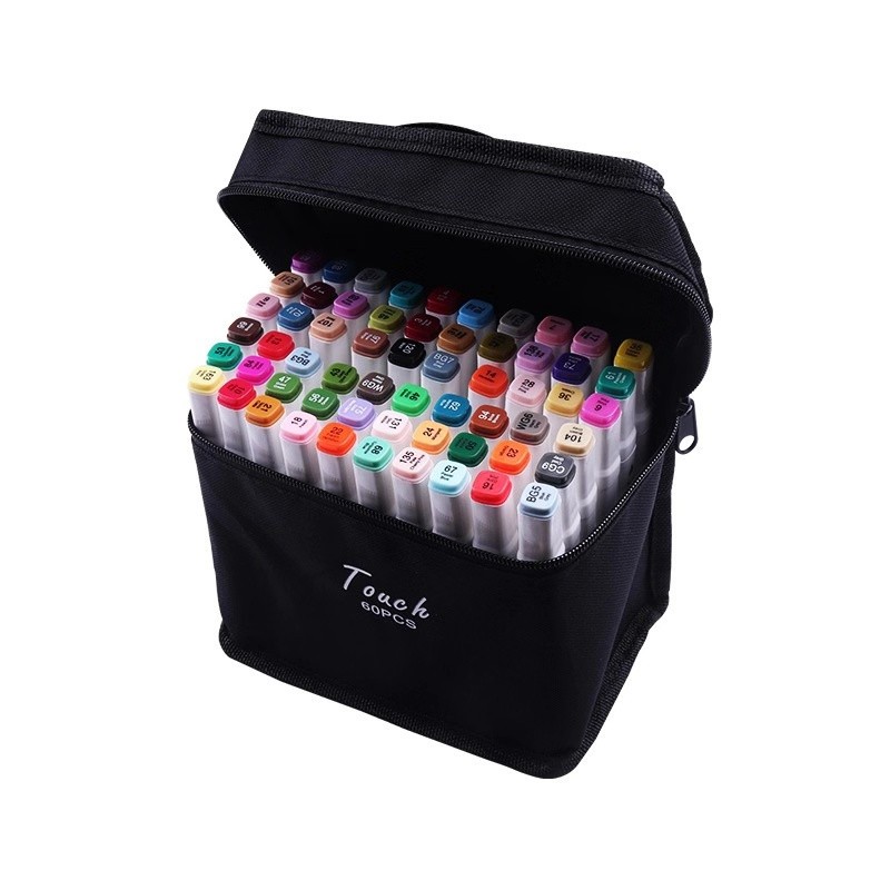 TURBOSUN Touch三代双头彩色马克笔美术绘画笔手绘油性24色36色40色美术彩笔笔学生套装 通用48色 爵士黑杆