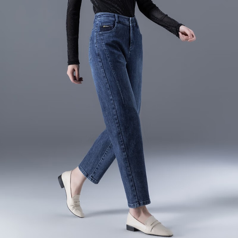哈伦牛仔裤女春秋春季萝卜裤女宽松女士九分裤2024年新款 蓝色 29码