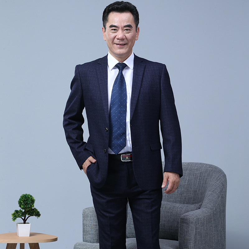 婚庆喜爸爸西装男中年人爸爸套装父亲节中老年男休闲宽松西服50岁正装