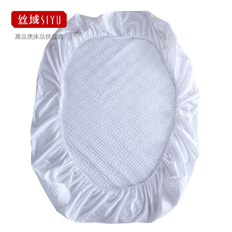 丝域（SIYU） 纯棉床笠单件 加厚床罩席梦思乳胶保护套床套防滑防尘加高 长城格(白色) 1.5米床150*200cm 围高32cm