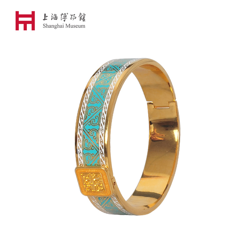 上海博物館上海博物馆 几何纹珐琅彩手镯手环简约民族风饰品礼物伴手