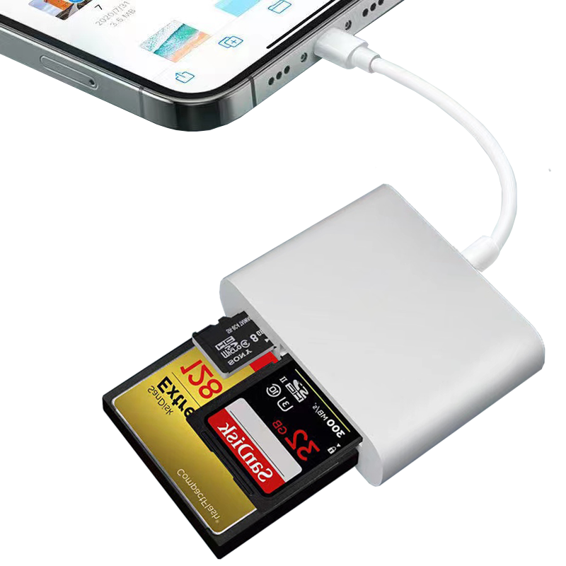 JOWOYE苹果读卡器ipad/iPhone手机OTG转接头lighting单反运动相机内存卡SD/TF/CF转换器无人机监控行车记录仪100034299184