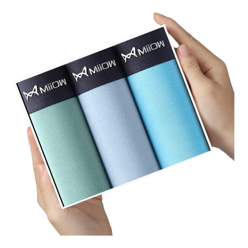 猫人莫代尔32S男士内裤透气平角裤衩3条装-星 黑色+浅灰+宝蓝【3条装】 4XL 【155-175斤】 京东折扣/优惠券