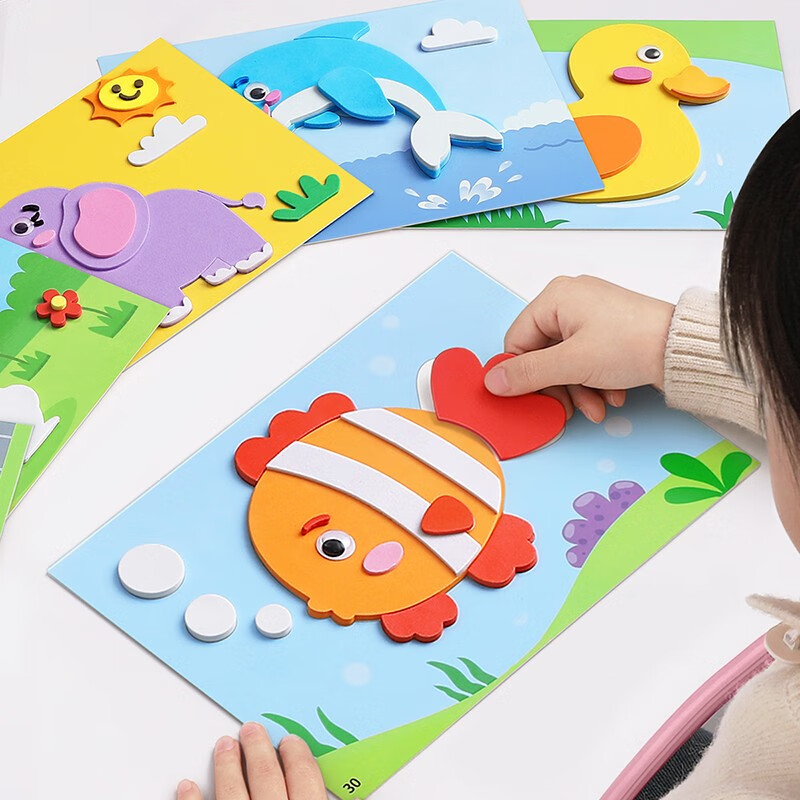 星星舟儿童贴纸EVA玩具3d立体贴画粘贴手工diy材料包女孩生日礼物 全套五款【共60张】（不含恐龙）