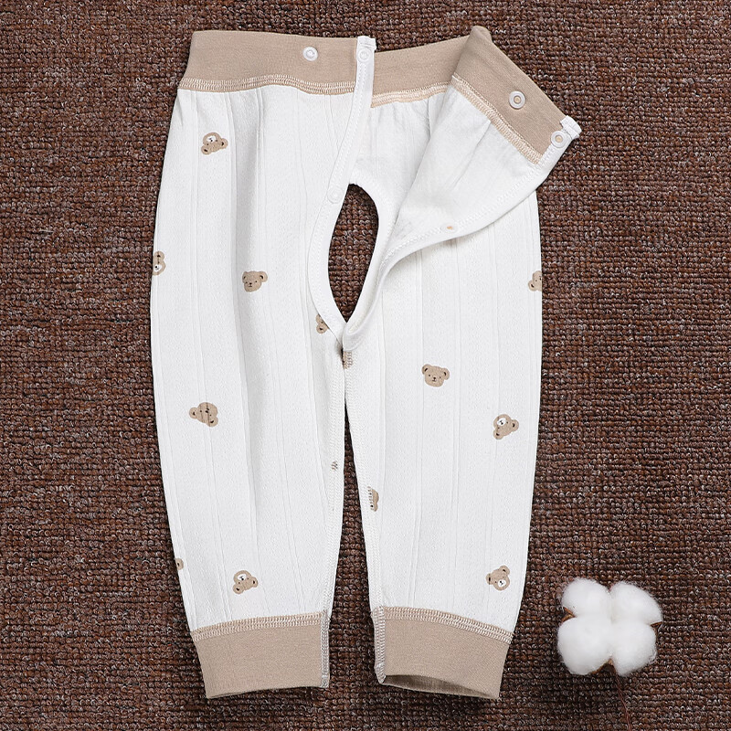 承鹿新生儿裤子纯棉开档裤宝宝春秋薄款打底婴幼儿宝宝按扣可调节秋裤