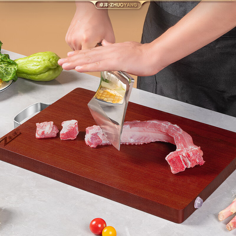卓洋百年红铁木菜板抗菌实木砧板家用切菜板加厚厨房案板刀板占板面板 红铁木 36x24x3cm 1-2人 长方形