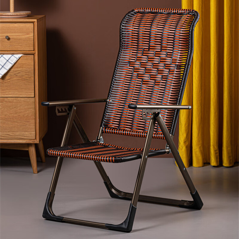 澳颜莱折叠藤椅 编藤休闲椅躺椅家用可折叠藤椅舒适午休乘凉椅户外椅