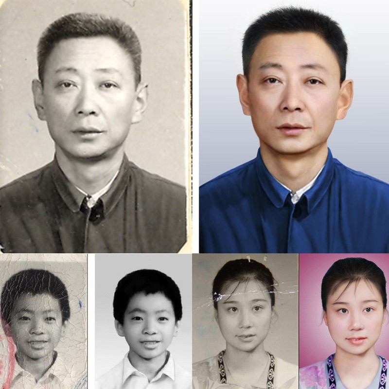 老照片修复翻新处理旧照片修补相片黑白照上色损坏遗像还原 定金