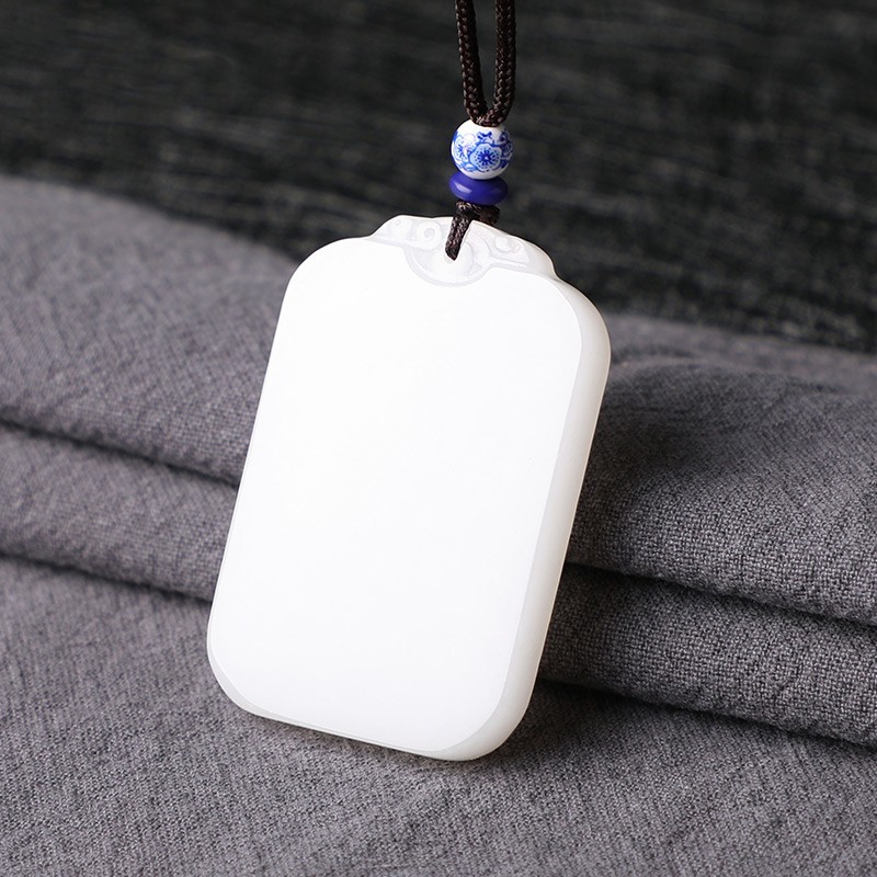 珠玥珠宝和田玉白玉吊坠挂件羊脂白平安无事牌玉佩玉石牌子自戴送礼