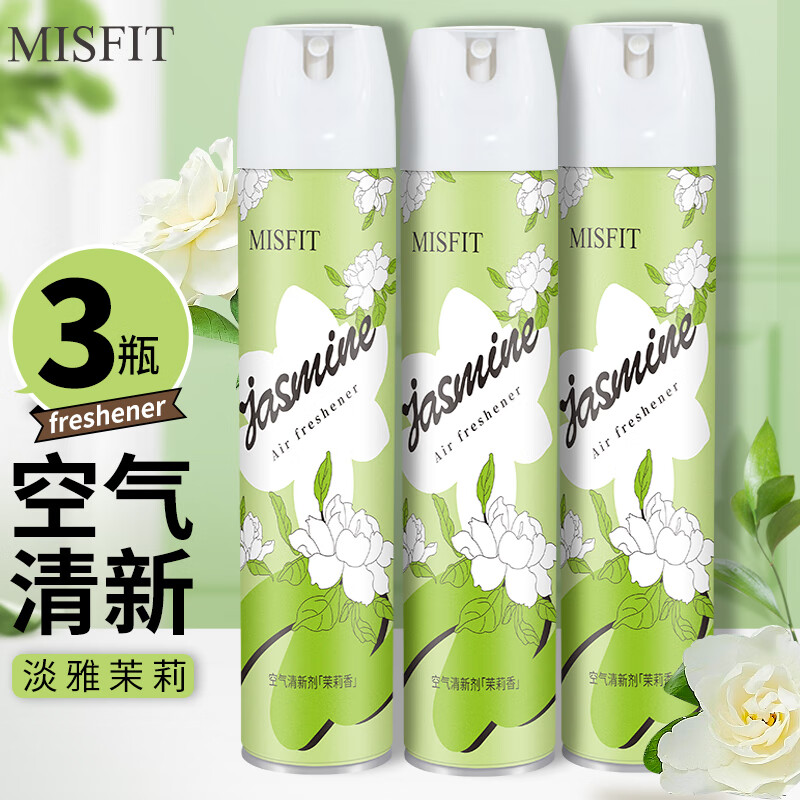MISFIT空气清新剂370ml*3 (茉莉) 去除异臭味香薰家用室内卫生间厕所 