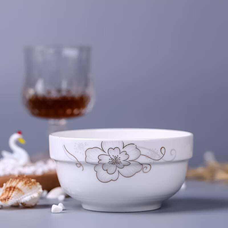 楚歌質(zhì)優(yōu)品家用陶瓷碗盤勺小碗飯碗湯碗面碗圓盤菜盤自由搭配餐具可微波 簡愛5英寸碗口徑12.7cm