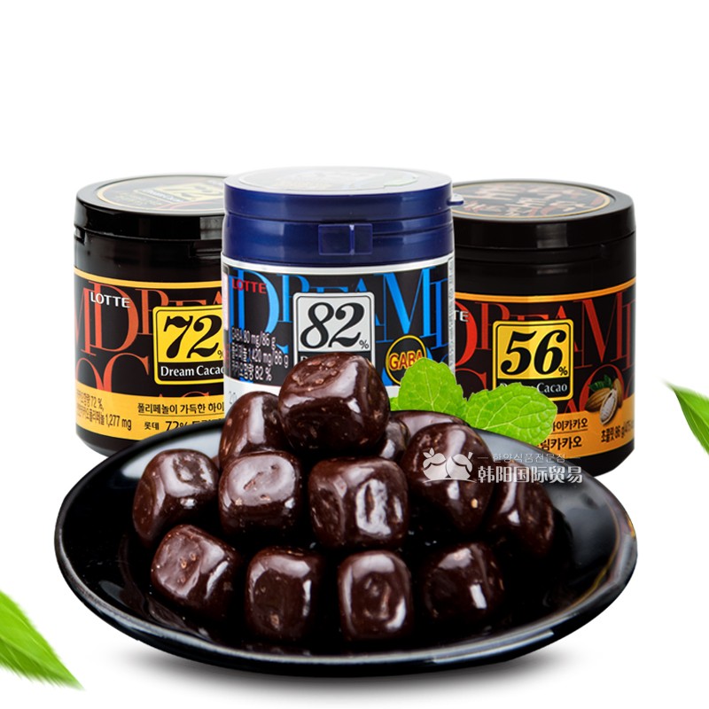 乐天(lotte) 韩国进口食品乐天82%黑巧克力豆休闲零食86g罐装七夕情人