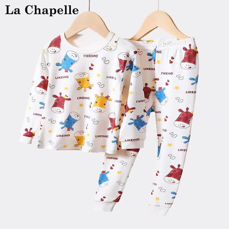 LA CHAPELLE MINI拉夏贝尔儿童秋衣秋裤纯棉春秋款宝宝家居服套装男女童薄款睡衣潮 萌小鹿 120怎么样,好用不?