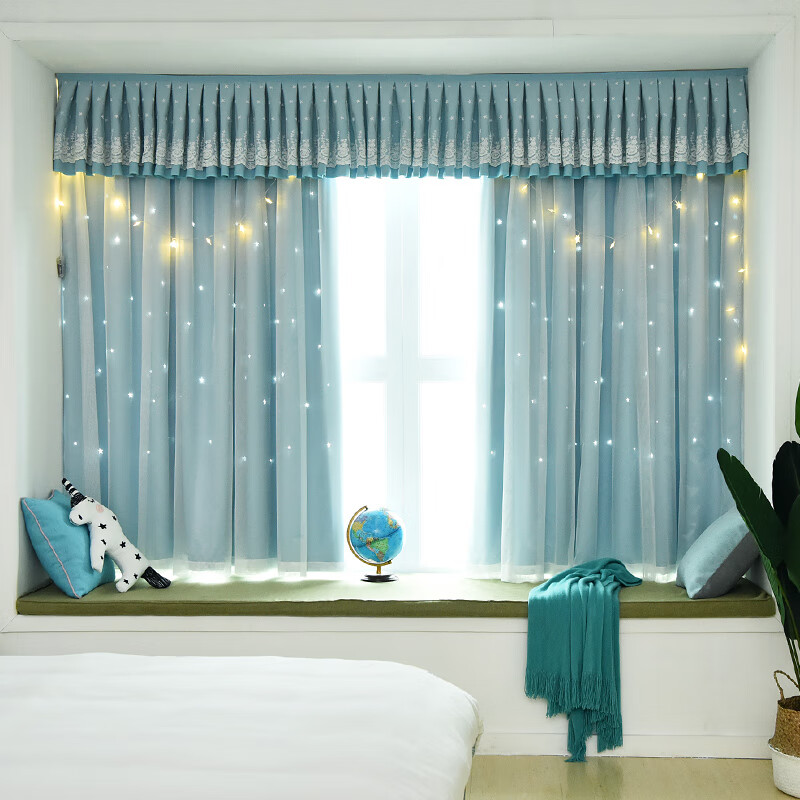 君语窗帘头帘 窗帘幔头顶围魔术贴自粘款加厚遮光纯色头卧室飘窗 1号