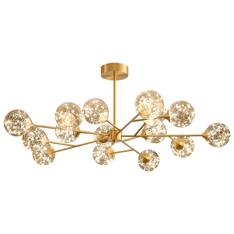 雷士(NVC)客厅灯分子灯全铜客厅卧室书房北欧灯具灯饰创意几何现代轻奢80瓦灯饰WHDD80F/G-01