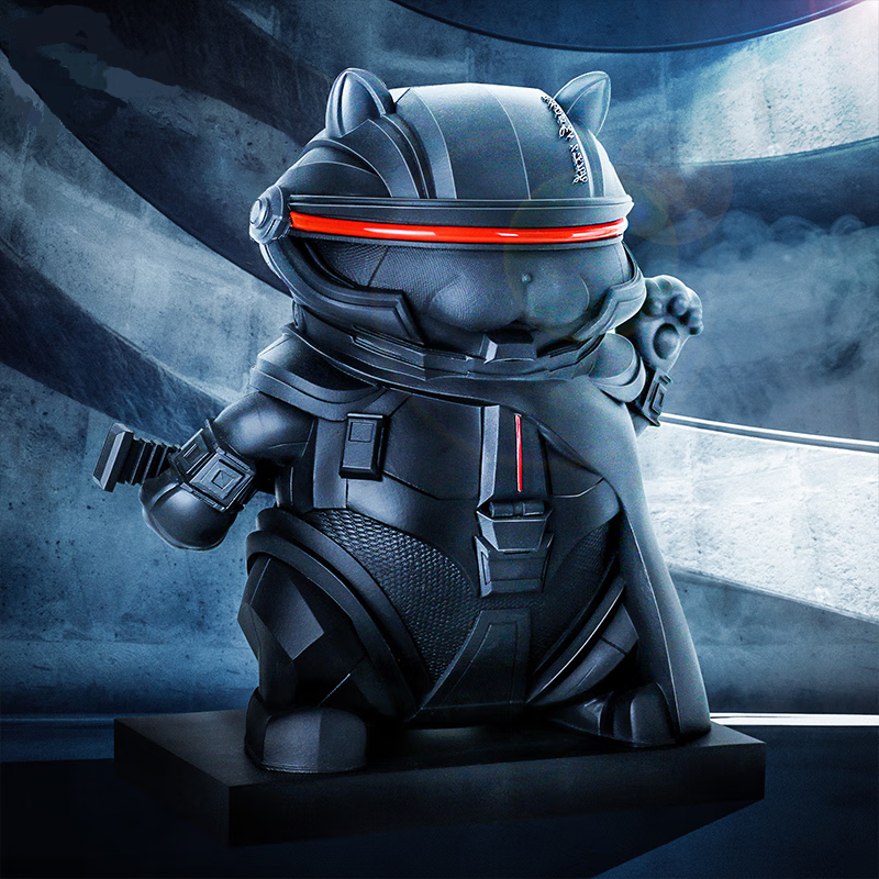 武士劫招财猫装饰摆件高档酒店摆设店铺开业生日圣诞 朋克-黑武士猫