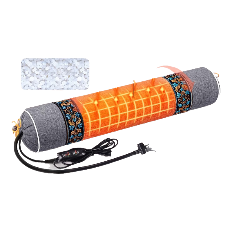 茶禮世家海鹽頸椎枕頭艾草電加熱脖子專用粗鹽鹽袋護(hù)肩頸部熱敷包男士硬枕 圓枕-高級灰 【粗鹽熱敷+氣囊調(diào)節(jié)】