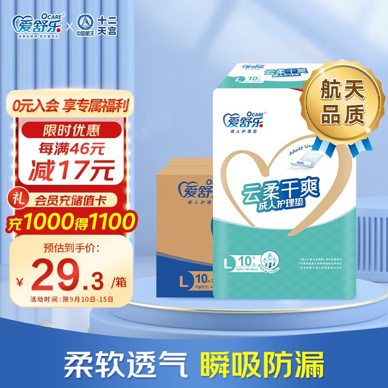 爱舒乐 成人护理垫L30片 (尺寸:60cm*90cm) 老人隔尿垫 产妇产褥垫 尿垫属于什么档次？