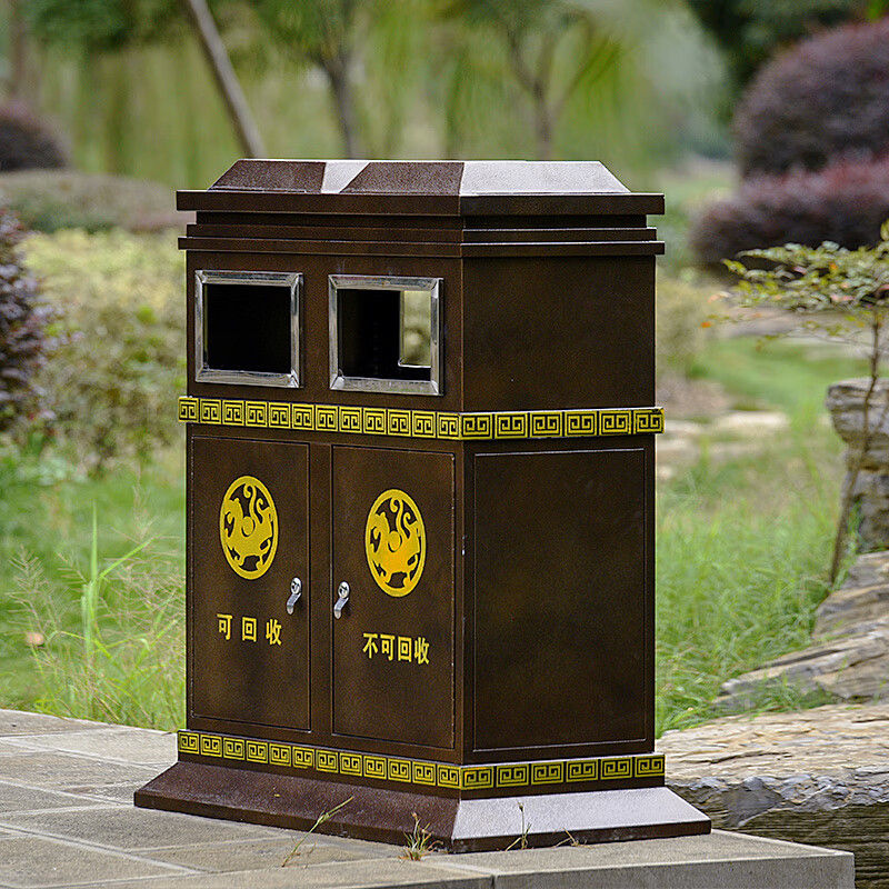中環(huán)力安戶外垃圾桶仿古環(huán)衛(wèi)垃圾桶古典景區(qū)果皮箱環(huán)保果殼箱分類垃圾箱 仿古 鍍鋅板材質(zhì)