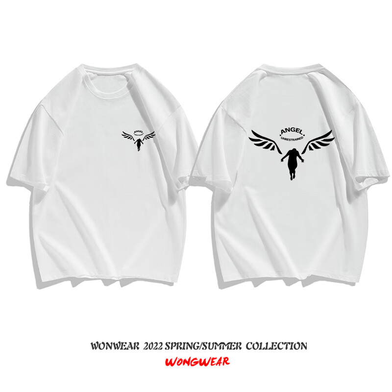 复仇者游戏动漫夏季印花宽松休闲短袖t恤 168款-白色-天使光环正反面