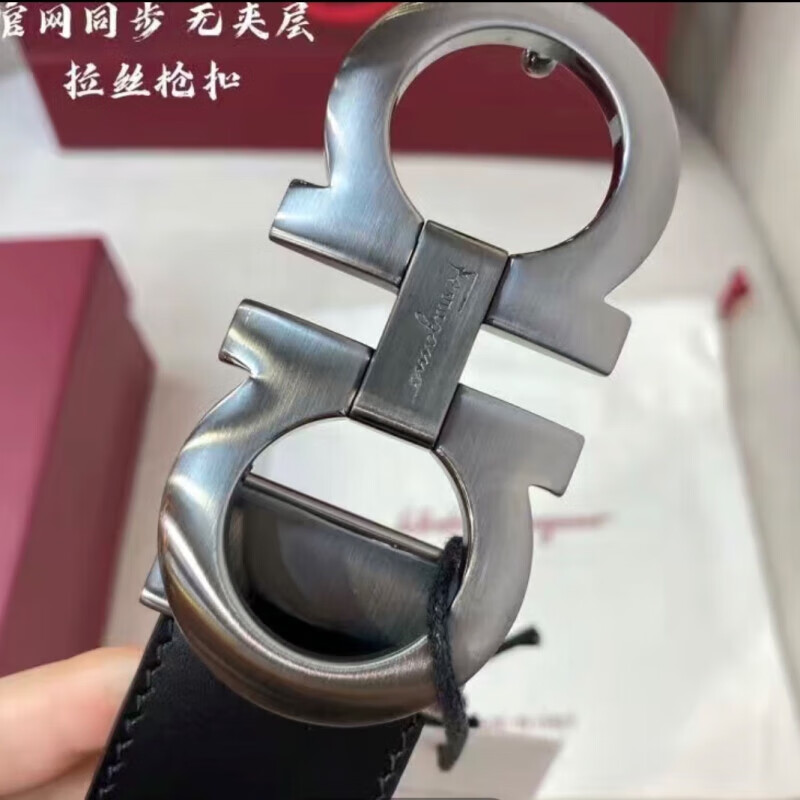 原裝適用菲拉3.5cm皮帶扣頭配件替換男士純銅8字扣打孔腰帶頭單賣 F菲拉.格慕拉絲槍色