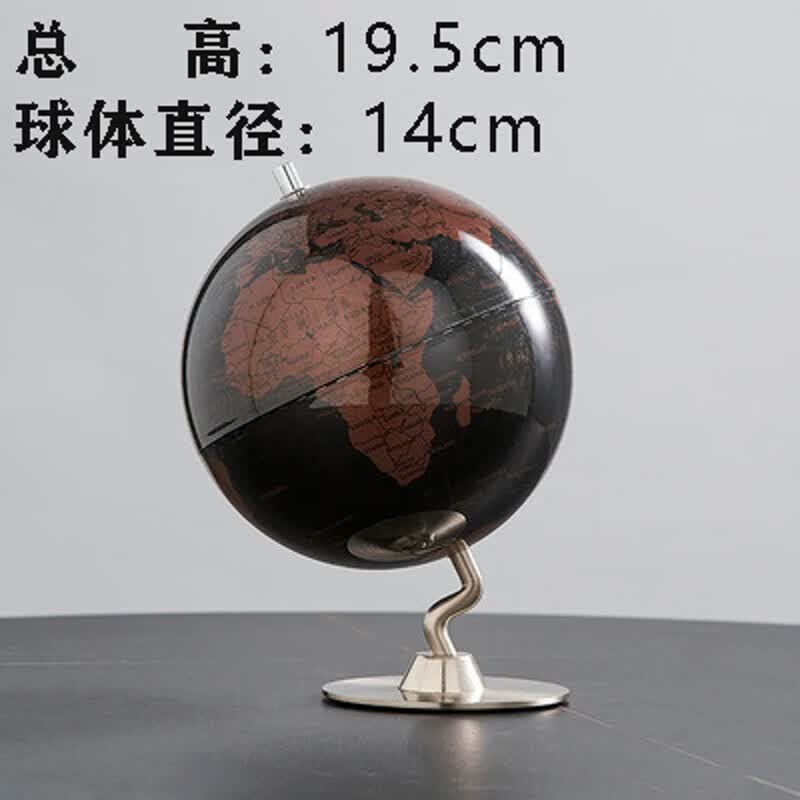 创意轻奢地球仪摆件办公室桌面摆设书房办公桌酒柜现代家居装饰品 小号-黑金色-14cm直径(英文)
