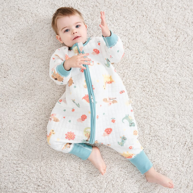 甜蜜礼物棉分腿睡袋婴幼儿童男女宝宝防踢被可拆袖抱被秋冬季新款睡衣 空气层三拉头【18-24度】白恐龙 100码(身高90-100CM)2-4岁 京东折扣/优惠券