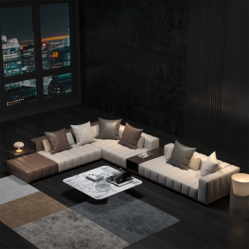 客厅大户型别墅高端奢华l皮沙发组合 a组合-320*180(尺寸图在第二张)