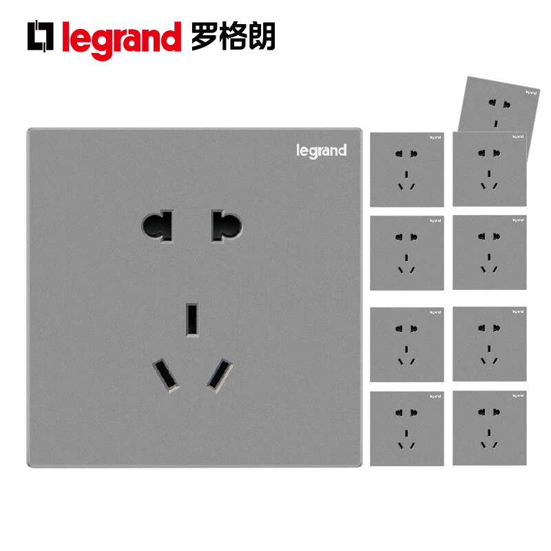 罗格朗 开关插座面板仕典米兰金家用86型五孔带USB墙壁电源暗装多孔插座 逸景银色五孔10只装 【开关插座清单报价】