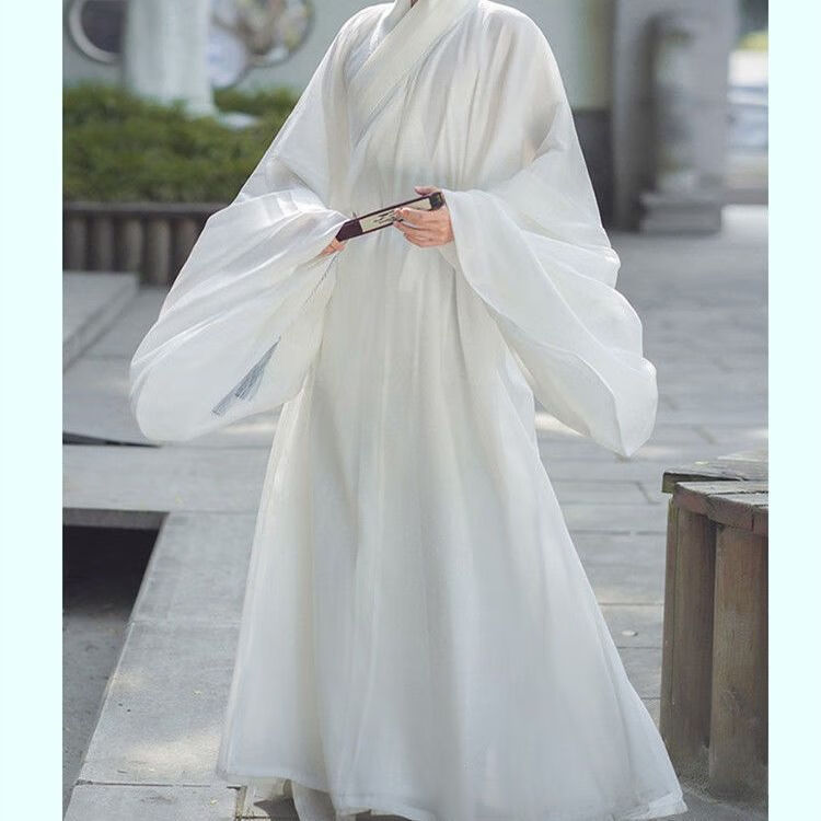 nzglr秋季古风汉服男扎染水墨画长袍全套明制道袍装  公子学生古装