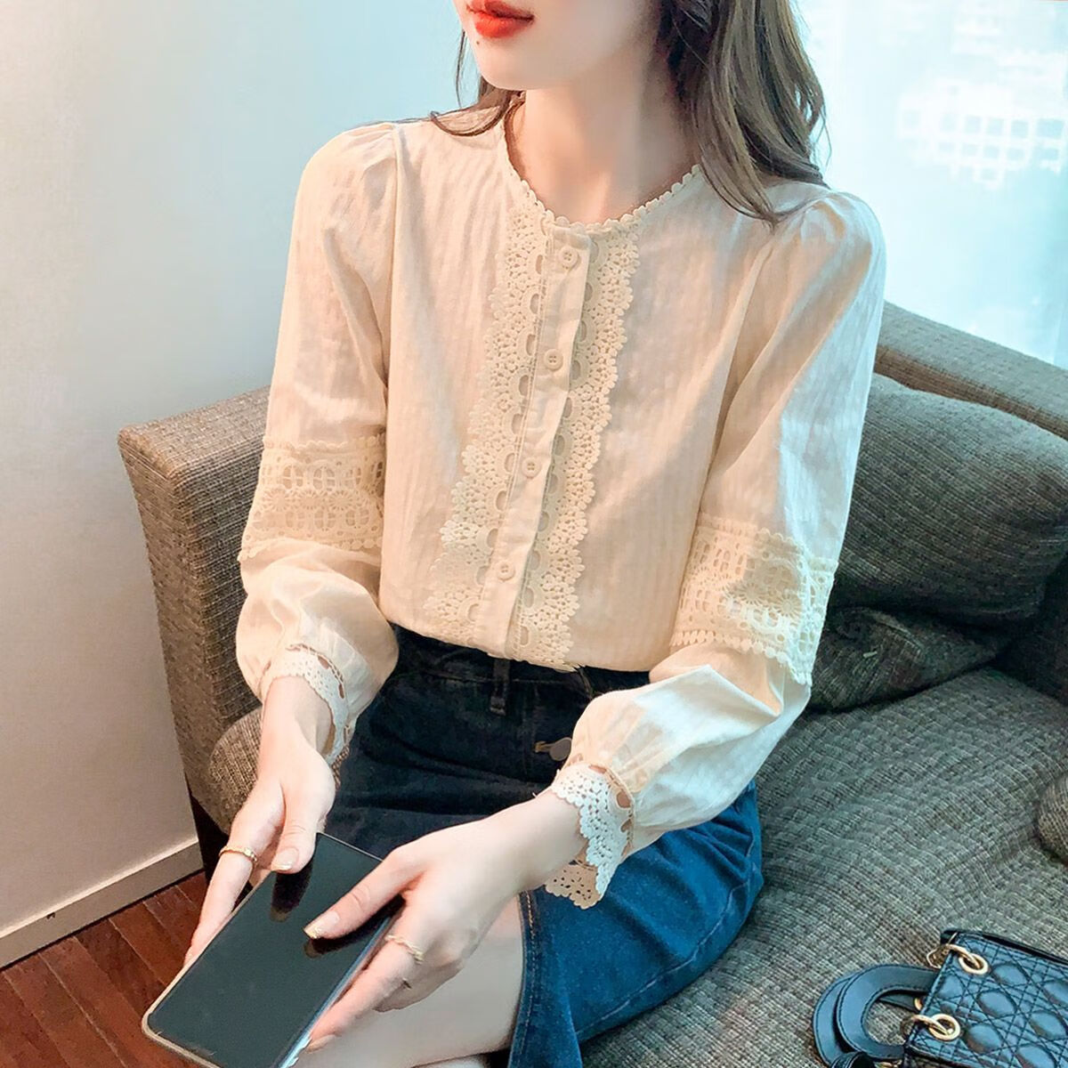 兰威费雷棉衬衫春秋女装早秋款2024年新款时尚洋气春秋上衣打底衫
