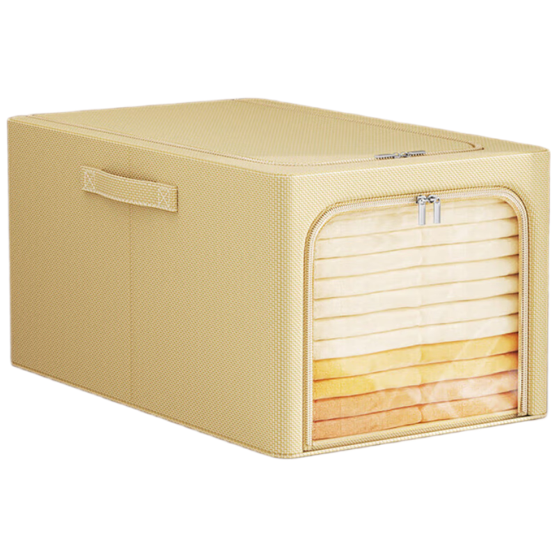 登比布艺收纳箱可折叠衣服整理箱玩具衣物储物箱百纳箱 米黄色特大号