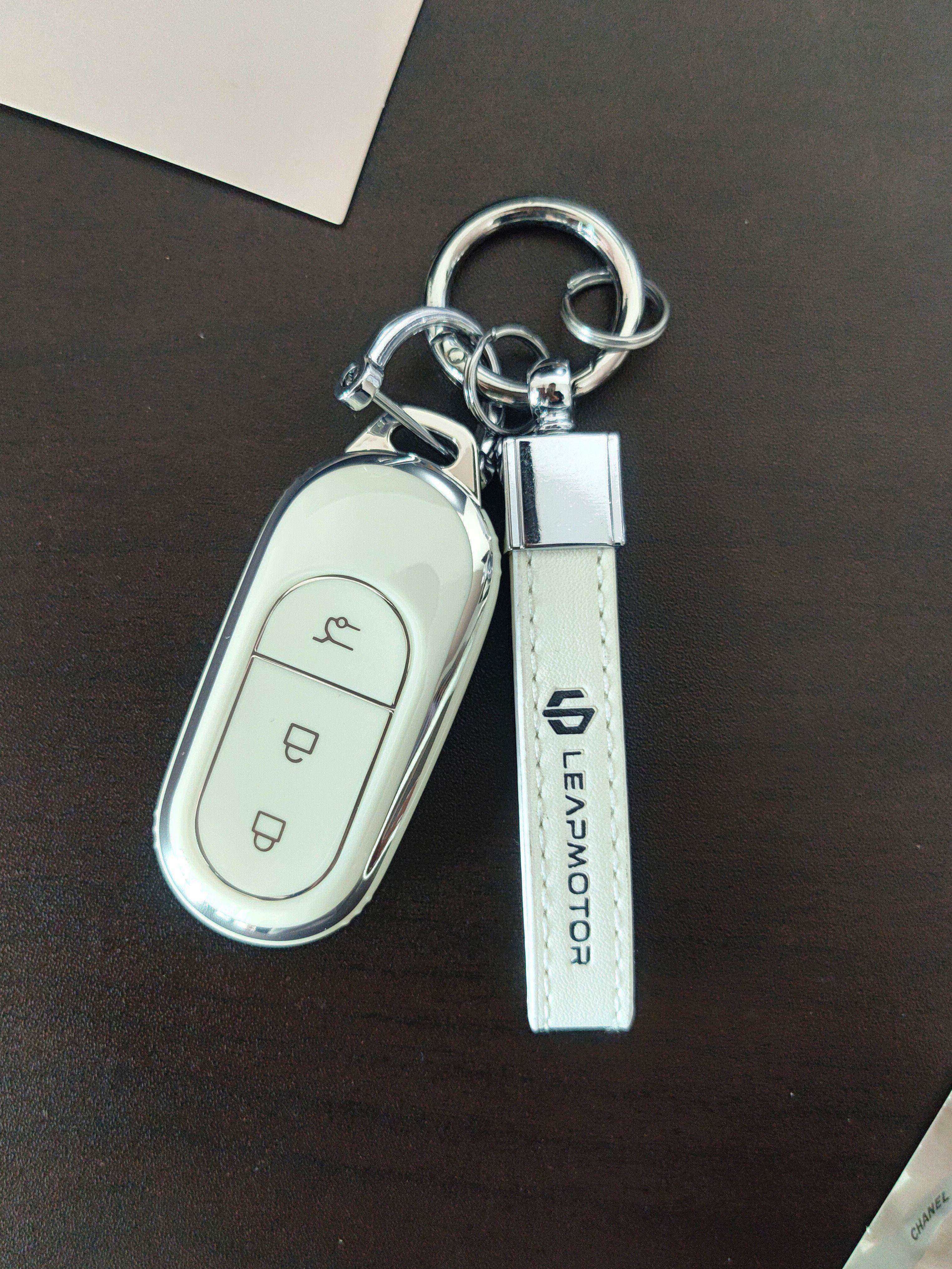 于适配2024款零跑c01钥匙套c01钥匙壳扣c11t03车领跑用品23 白色挂绳