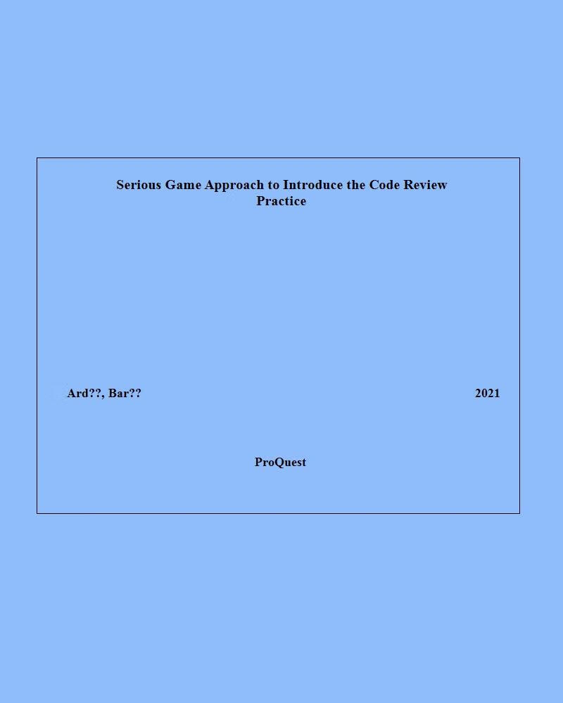 论文serious game approach to introduce the code review practice
