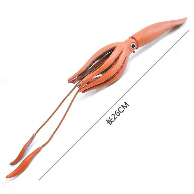 乌贼战抹香鲸玩具软胶海洋动物沧龙鲨鱼邓氏鱼的 软胶大王乌贼a款26cm